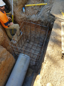 Excavation and caging of council stormwater pit